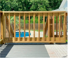Newly built deck gate, featuring a sleek and sturdy design that adds both style and security to my outdoor space.